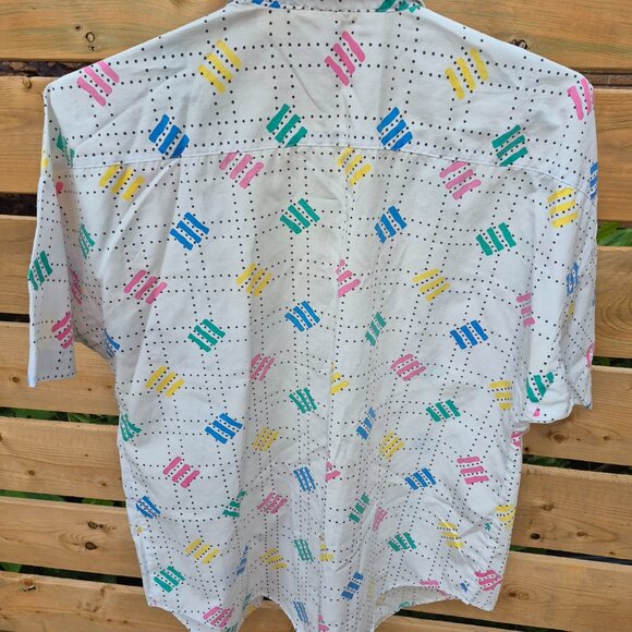 Vintage unisex small short sleeved button down shirt 1980s by Helium - Picture 5 of 5